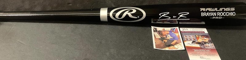 SidsGraphs Brayan Rocchio Cleveland Guardians Autographed Signed Engraved Bat JSA WITNESS COA Black - Image 2